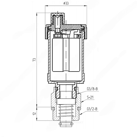 Воздухоотводчик автоматический латунь 5010 Ду 15 Ру10 G1/2" НР прямой Aquasfera 5010-01